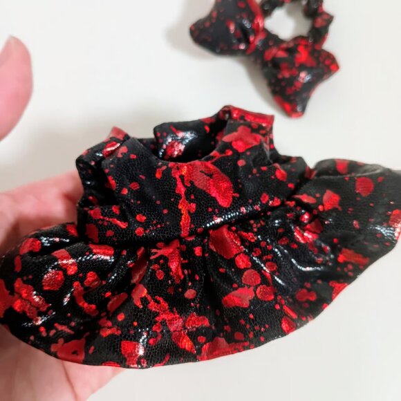 Custom Metallic Blood Splatter Halloween Dress and Matching Bow - Picture 5 of 6